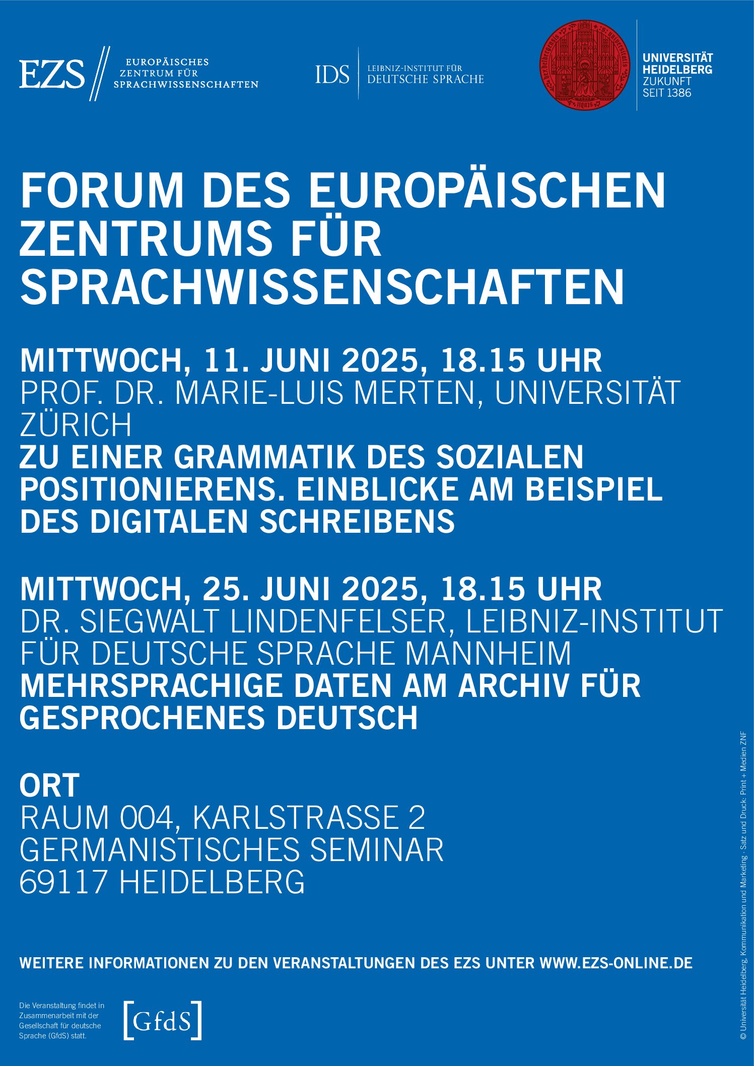 Vorträge im EZS-Forum: Marie-Luis Merten und Siegwalt Lindenfelser