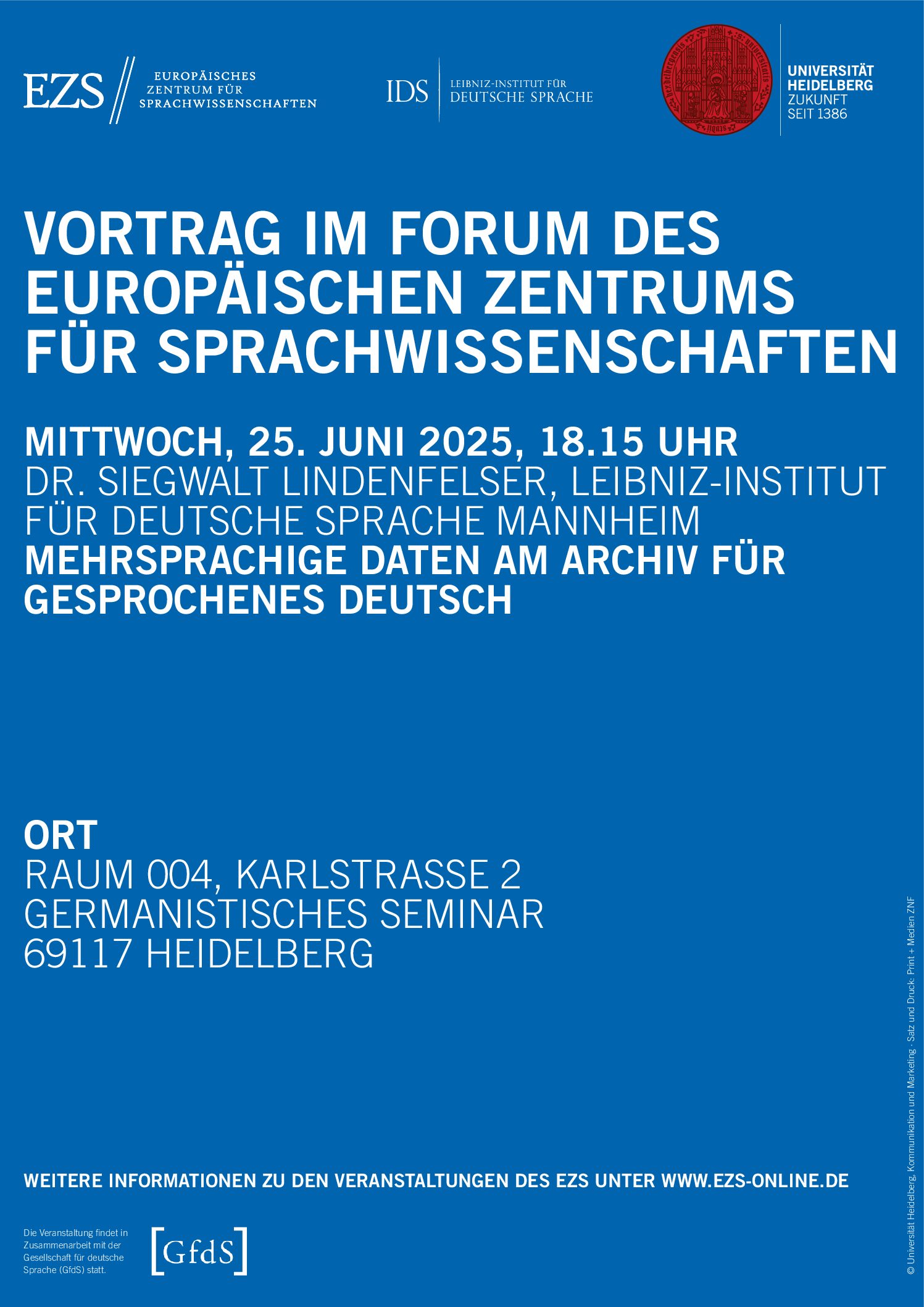 Vorträge im Forum des Europäischen Zentrums für Sprachwissenschaften