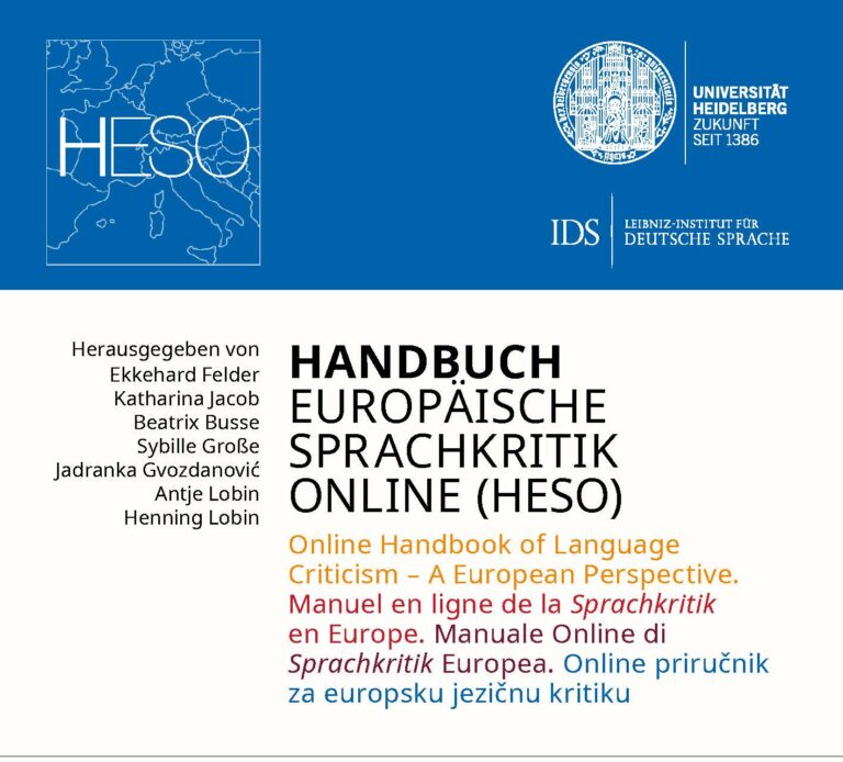 Europäische Sprachkritik (ESO): Band 5 des Handbuchs Europäische Sprachkritik Online erschienen