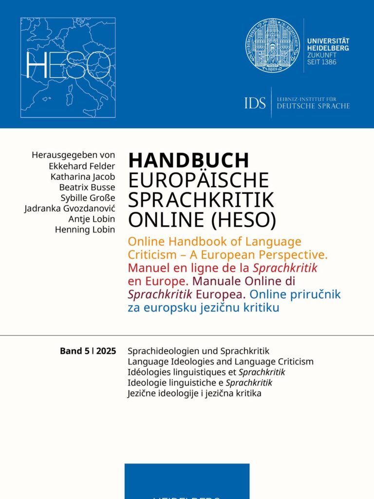 Band 5 des Handbuchs Europäische Sprachkritik Online (HESO) erschienen