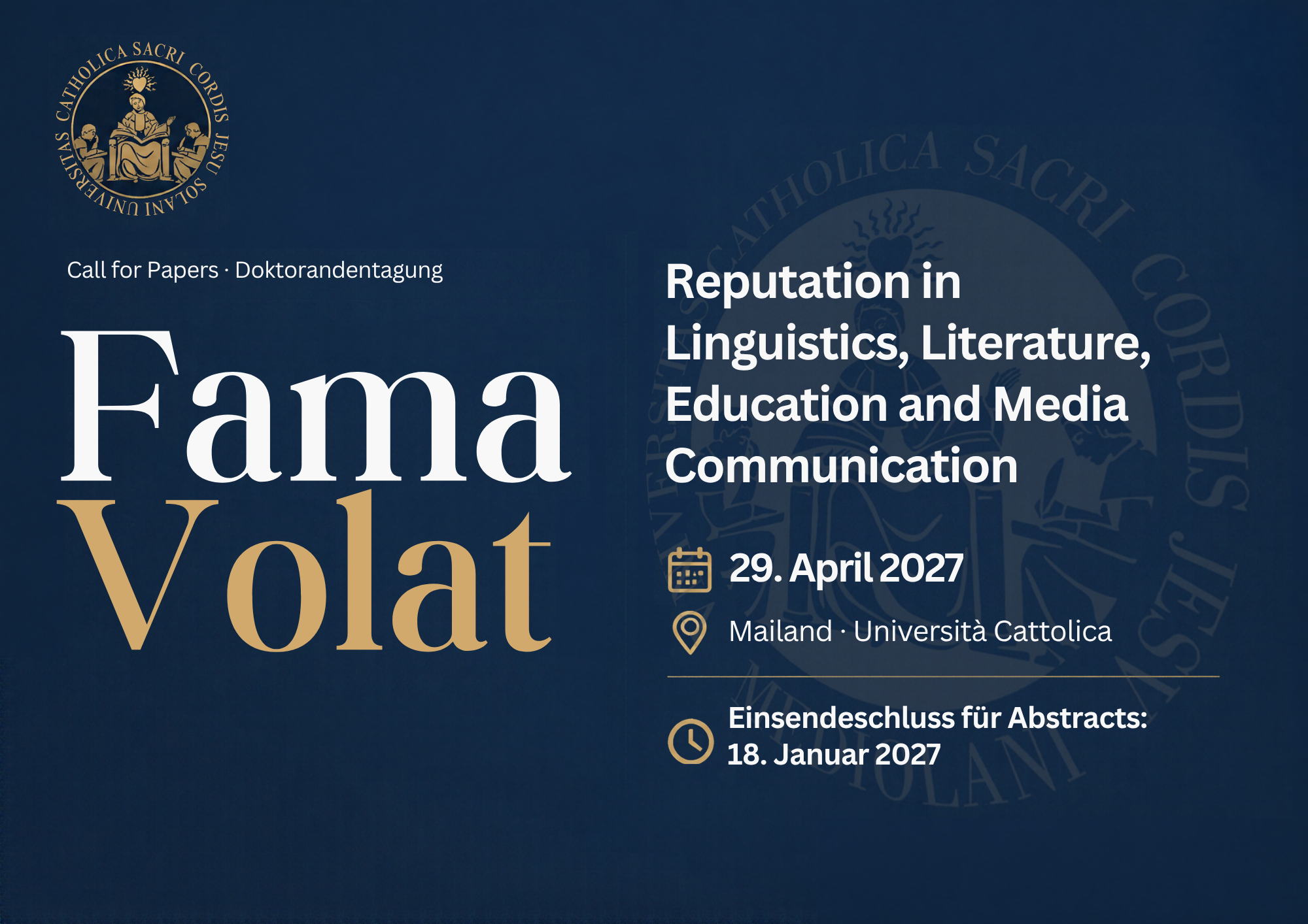 Call for Papers: Doktorandentagung „Fama Volat“ in Mailand